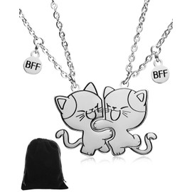 JUKOTA Beste Freunde,2 pcs Katze passende Halskette Anhänger Mädchen Edelstahl Katze Freundschaft Halskette BFF, Schwestern Anhänger Halskette Freundschaft Schmuck Geschenk, für Liebhaber,Freunde