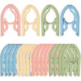 Portable Travel Hangers, 20PCS Folding Clothes Hangers, Portable Clothes Hangers Save Space, Portable Folding Plastic Clothes Coat Hangers for Home Travel Outdoor Camping(4 Colors)