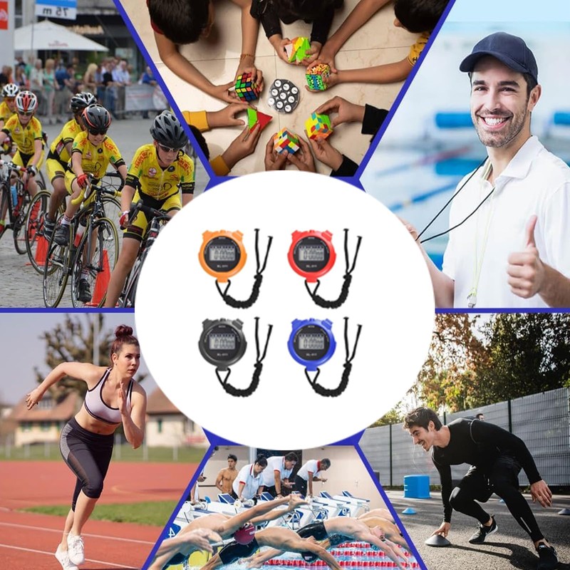 4 Pcs Sports Stopwatch Timer, Lap Split Digital Stopwatch with