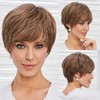 HAIRCUBE Short Chocolate Swirl Brown 100% Human Hair Wigs for