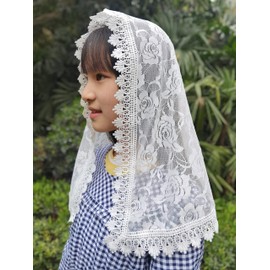 YHDDYG Girls Mantilla Veil Catholic Infinity First Communion Veil for Girls Flowergirl Veils Catholic Head-wrap for Girls C1 (Ivory Veil)