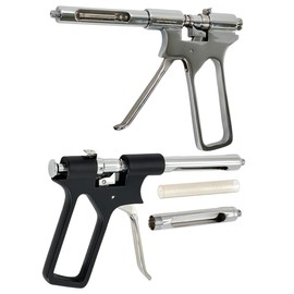 Dental Implant Anesthetic Syringe 1.8mL Pistol Style Syringe Intraligamental Dispensing Syringe | Stainless Steel Dental Instruments (2PK-1.8mL Syr-Black + Silver)