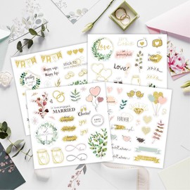 4 Sheets of 80 Waterproof Wedding Planner Stickers for Marriage Planner Envelopes Engagement Anniversary Wedding Scrapbook Stickers