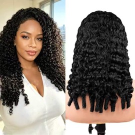 Burmese Curly Half Wig Human Hair for Black Women,Wear & Go Drawstring Wig | 18 Inch Glueless Kinky Cury Half Wigs with Spiral Curly Ends,3 in 1 Seaml