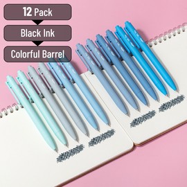 Mr. Pen- Retractable Gel Pens, 12 Pack, Black Ink, Sky Blue Barrel Gel Pens Fine Point 0.5mm, Fine Tip