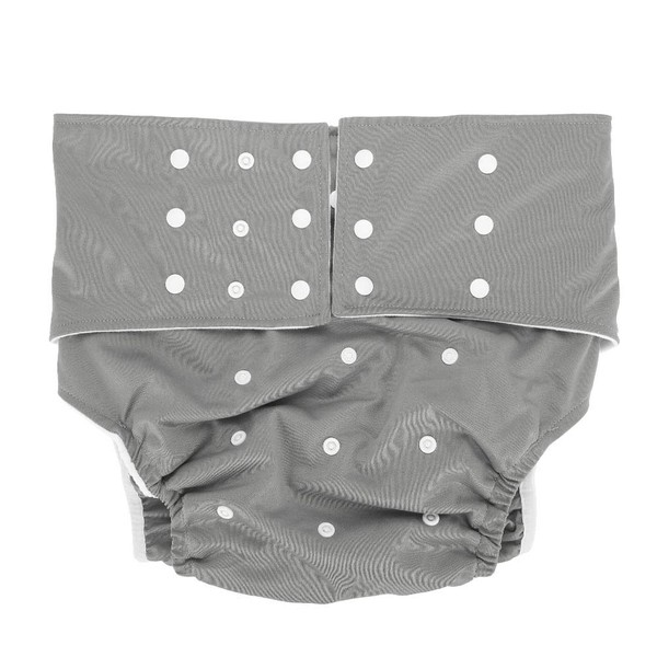 Reusable Adult Nappy, Polyester Cloth, Breathable Leakfree Pocket Nappy, Washable Cover Nappy Cloth for Incontinence Care with Adjustable 3 Rows of Snaps (Grey)