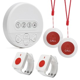 Alert Button for Seniors at Home Caregiver Pager SOS Call Button Nurse Call System Call Bell with LED Number Display for Elderly/Patient/Disabled at Home/Hospital/Clinic (SJ-CP4+HG1+SW-1+2+2)