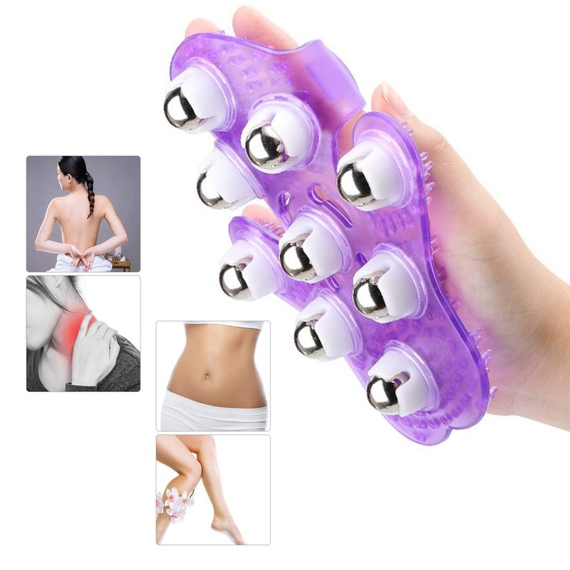 iwobi Body Massager Glove Palms Shaped with 9 Metal Roller