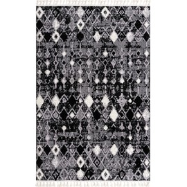 Unique Loom Cherokee Collection Area Rug - Clemson (Rectangular 6' 0" x 9' 0", Fossil Gray/ Black)