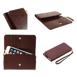 DFV Mobile Premium Crazy Horse PU Leather Wallet Case Cover With Card Slots For = > Archos 50b Oxygen, brown