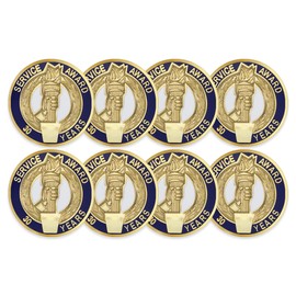 SHOP AWARDS AND GIFTS 30 Year Service Award Enamel Lapel Pins, Appreciation Employee Recognition Work Military Teacher Volunteer, Gift Boxed, 3/4 Inch, Pack of 8