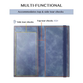 Zreal Checkbook Cover for Women & Men, Premium PU Leather Checkbook Cover for Personal Checkbook, Top & Side Tear Duplicate Checks with RFID Blocking (Jean Blue)