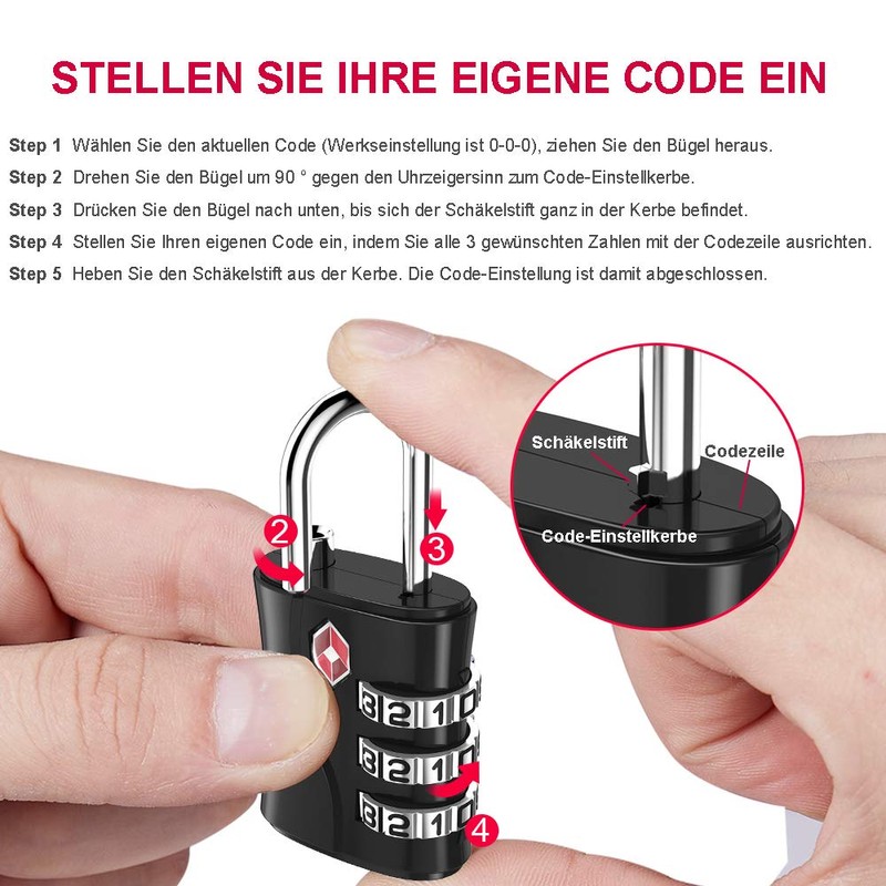 ZHEGE TSA Suitcase Locks, Luggage Locks, Padlocks, 3 Digit Locks