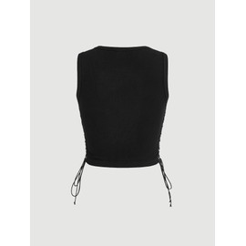 SOLY HUX Women's Tank Tops Y2K Sleeveless Ribbed Star Crop Tank Top Summer Going Out Tops Black Rhinestone Medium