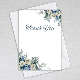 Webspectations Pack of Thank You Cards with Envelopes: Dusty Blue Wedding Thank You Cards (Pack of 20 with Envelopes)