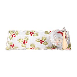 Mud Pie Santa Tidbit Set, tray 4 3/4" x 13", Green