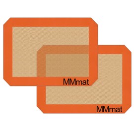 MMmat Silicone Baking Mats - Best German Silicone - Non Slip Silicone Baking Sheet, Non Stick Reusable Silicone Mats for Baking, Oven Liner, Counter Mat - 2 Toaster Oven Size Baking Mats