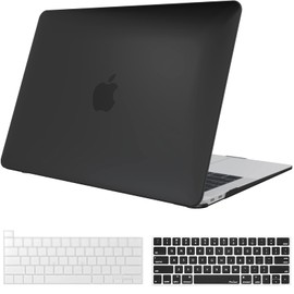 ProCase Funda para MacBook Pro 13 M1 2022 2020 A2338 A2289 A2251, Estuche Duro con Cubierta de Teclado Americano para MacBook Pro 13 Pulgadas 2022 2020 Chip M1 con Touch Bar y Touch ID - Negro