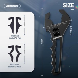 AOOSEDOO 3AN-12AN Adjustable Wrench, AN Fitting Tool, Hose Fitting Adapters Spanner, Lightweight Aluminum Wrench, Black. (With Special Designed Jackets)