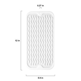 Silicone Dish Drying Mat for Multiple Usage, Easy clean, Eco-friendly, Heat-resistant Dish Drainer Mat for Kitchen Counter,Sink,Refrigerator or Drawer liner (12" x 6", White)