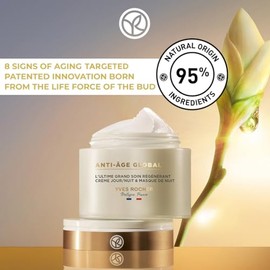 YVES ROCHER - Crema Facial 3 En 1 Extra Rejuvenecedora Anti Age Global - Corrige los 8 Signos de la Edad - Todo tipo de Piel - Con cido Hialurnico -  