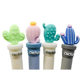 Lopenle 8 PCS Novelty Cactus Pens Floral Gel Pen Silicone Flower Rollerball Pens With Black Ink Gel Pens 0.5mm For School Office Home Stationery Store
