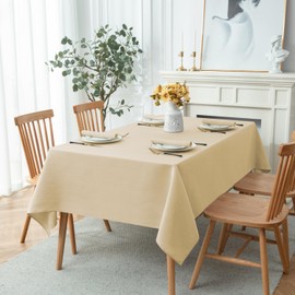 Softalker Jacquard Rectangle Tablecloth - Geometric Line Damask Table Covers Waterproof Stain Resistant Washable Polyester Table Cloths for Indoor & Outdoor(60 x 60 inch,Khaki)