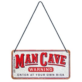 Nostalgic-Art Retro Hanging Sign 10 x 20 cm Man Cave Warning - Gift Idea for Men Metal Vintage Design Tin Signs Sayings