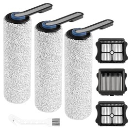 Vacuum Brushes and Filters Kit Compatible with Tineco Floor ONE S5, Floor One S5 Pro Wet Dry Cordless Vacuum Cleaners, 3 Roller Brushes, 3 Filters, 1 Cleaner Brush
