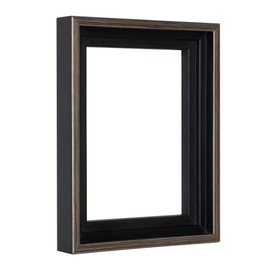 Creative Mark Illusions Floater Frame for 3/4" Deep Canvases - 24x24" - Black w/Antique Silver Edge - for Galleries & Home Decor - Wood Float Frame for Canvas Paintings- Complete Hanging Hardware