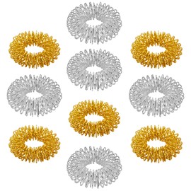 CHI-ENTERPRISE - Premium Massagering Set für den Finger | Antistress Ring | Akupressur Ring - Anxiety Ring | Inhalt: 10x Antistress Ring (5x gold/klein, 5x silber/groß)