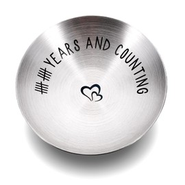 TI-EDC 10th Anniversary tin Gift for Women Men 10 Year Wedding for Wife Husband Couple Gifts for 10th Anniversary Decorations Ring Dish Jewelry Tray for Him Her Engagement (10 years & counting)