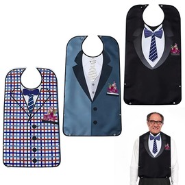 Rppiup Lätzchen für Erwachsene, 3 Stück Erwachsenen Lätzchen, Wasserdicht Schlabberlatz für Erwachsene mit Auffangschale, Latz für Erwachsenes für Männer Frauen Ältere Menschen Behinderte