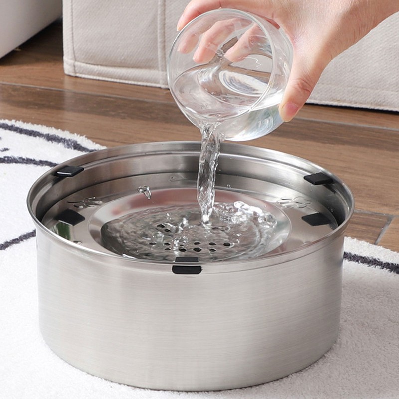 Dog Water Bowl Dispenser 304 Stainless Steel Spill Proof 3L