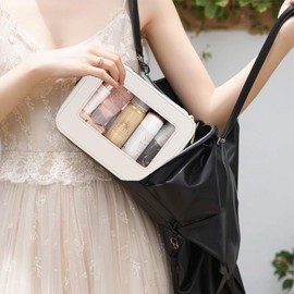 FFpaw Clear Makeup Bag, Travel Cosmetic Organizer Case Waterproof Skincare Toiletry Bag with Zipper Portable Make Up Pouch Compact Car Organizer Bag for Essentials (Large White)