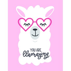 You are Llamazing Funny Llama Pun Cute Heat Girly Quote Cartoon Vinyl Sticker (4" Tall, Pink)