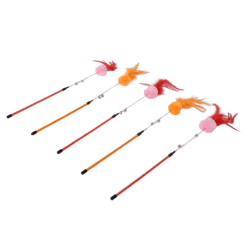 5pcs Funny Cat Stick Ergonomic Interactive Cat Feather Toy with