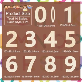 NBEADS 1 Set 0-9 Large Wood Number, Unfinished Wood Cutouts Unfinished Wood Number for Home Wall Decor DIY Crafts Painting Wedding Birthday Party Decoration