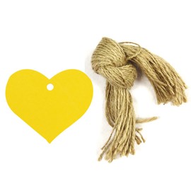 Wrapables 50 Gift Tags/Kraft Hang Tags with Free Cut Strings for Gifts, Crafts & Price Tags, True Heart (Yellow)