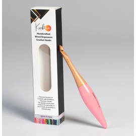 Kraftica Ergonomic Wooden Crochet Hooks Designed for Relaxation and Stress Relief Smooth Finish Accurate Sizing on Each Hook. 7 Inchies (Beech Wood Pink, US J / 6.0mm)