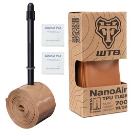 WTB NanoAir TPU Tube, 700 x 18-32mm, Ultralight Road Bike Inner Tube, 60% Lighter and 3 Times Smaller Than Traditional Bicycle Tube, 65mm Presta Valve, Includes Two TPU Specific Patches