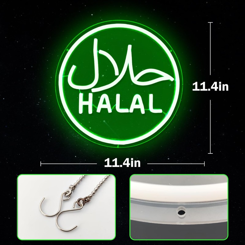 Halal Neon Signs for Wall Decor Dimmable Led Green Restaurant