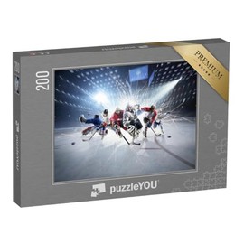 puzzleYOU: 200 Piece Ice Hockey Player Collage in Action - People Jigsaw Puzzle Collection Ice Hockey