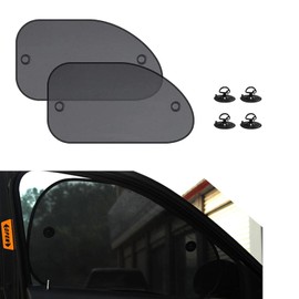 jokormo 2 PCS Car Side Window Sun Shade, 25.5 x 14.9 UV Blocking and Child Pet Protector, Suction Cup Mounted with Holes Breathable Mesh Sun-Proof Heat Shield, Universal for Car Window Cover (Black)