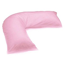 Crazypriceuk V shaped polycotton pillow case cover Light Pink
