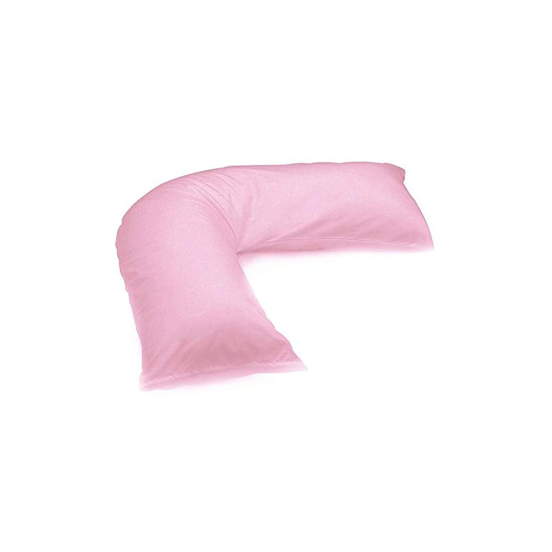 Crazypriceuk V shaped polycotton pillow case cover Light Pink