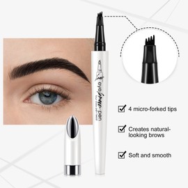 Boobeen Waterproof Liquid Eyeprow Pen, 4 Micro Fork Tips for Eyebrows, Precision Eyebrow Pencil, Creating Natural 3D Brows