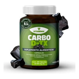 Carbo D-TX Carbón Activado, Jengibre, Té Verde y Clorofila 3 Frascos con 60 Cápsulas 600mg c/u