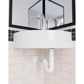 EasyDrain Expandable & Flexible P-Trap for Bathroom Sinks 7/8" - Durable Polypropylene Pipe with High/Low Temperature Resistance - Odor-Free Solution with Easy Installation