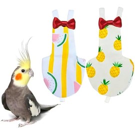 UKJENT Bird Diaper Protective Parrot Nappy - 2 Pack, Reusable Flight Suit with Waterproof Inner Layer, Washable Cute Urine Wet Suit for Cockatiel Monk Parakeet Sun Parakeet Lory(S)